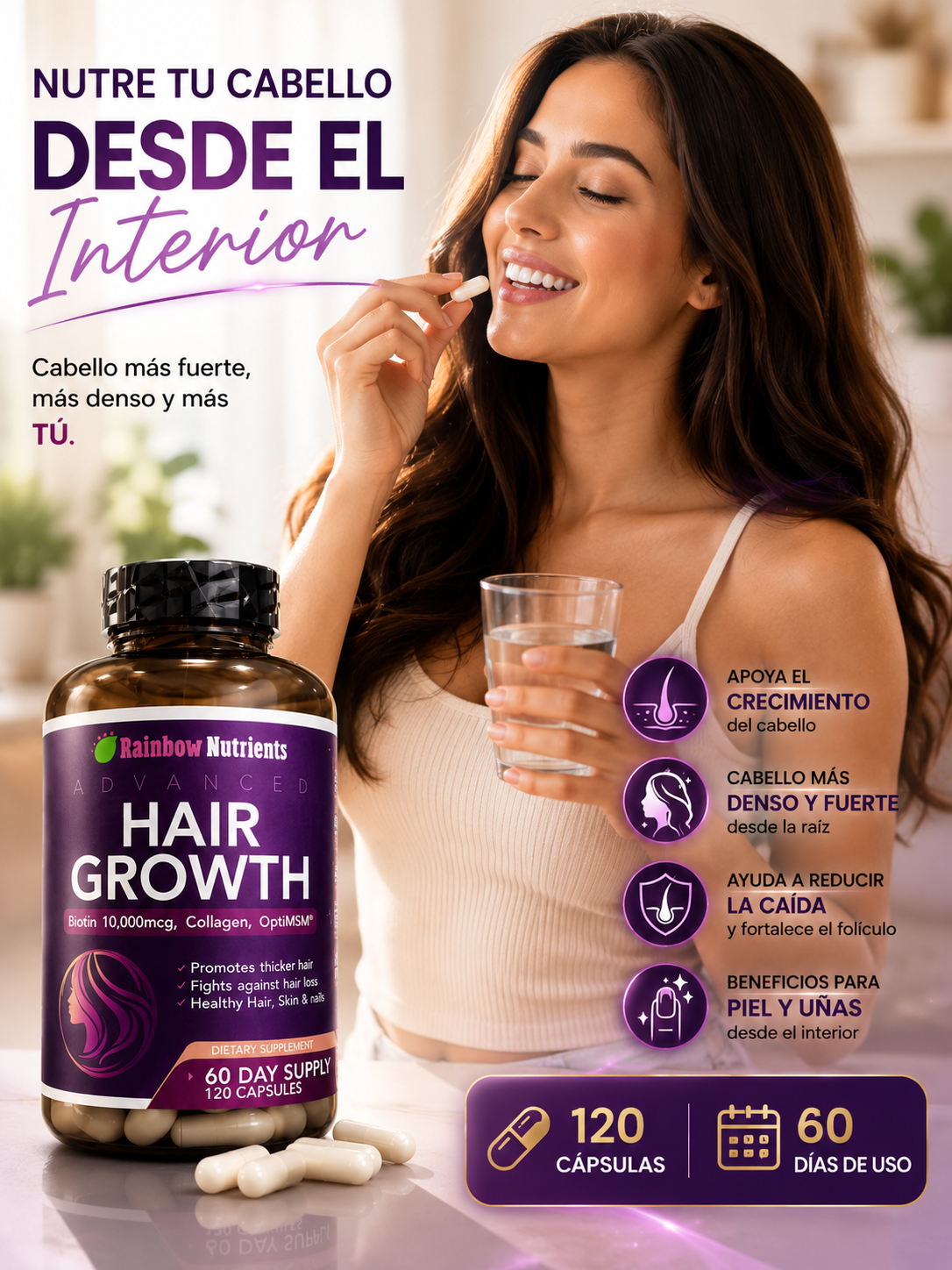 Advanced Hair Growth - Fórmula Avanzada para el Crecimiento de Cabello, Piel y Uñas.