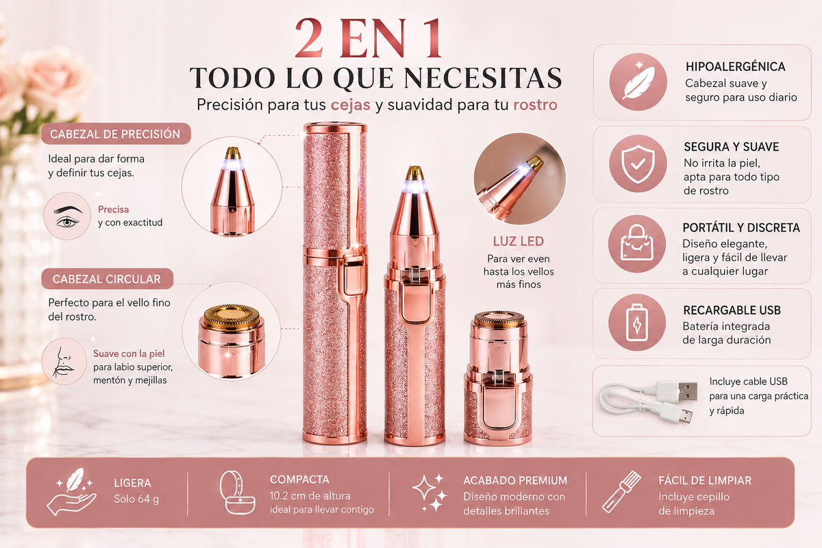 BrowTrim™ 2 en 1 – Depiladora Facial de Precisión